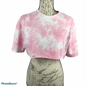 Alamour the Label Hailey Crop T-Shirt Pink Tie Dye